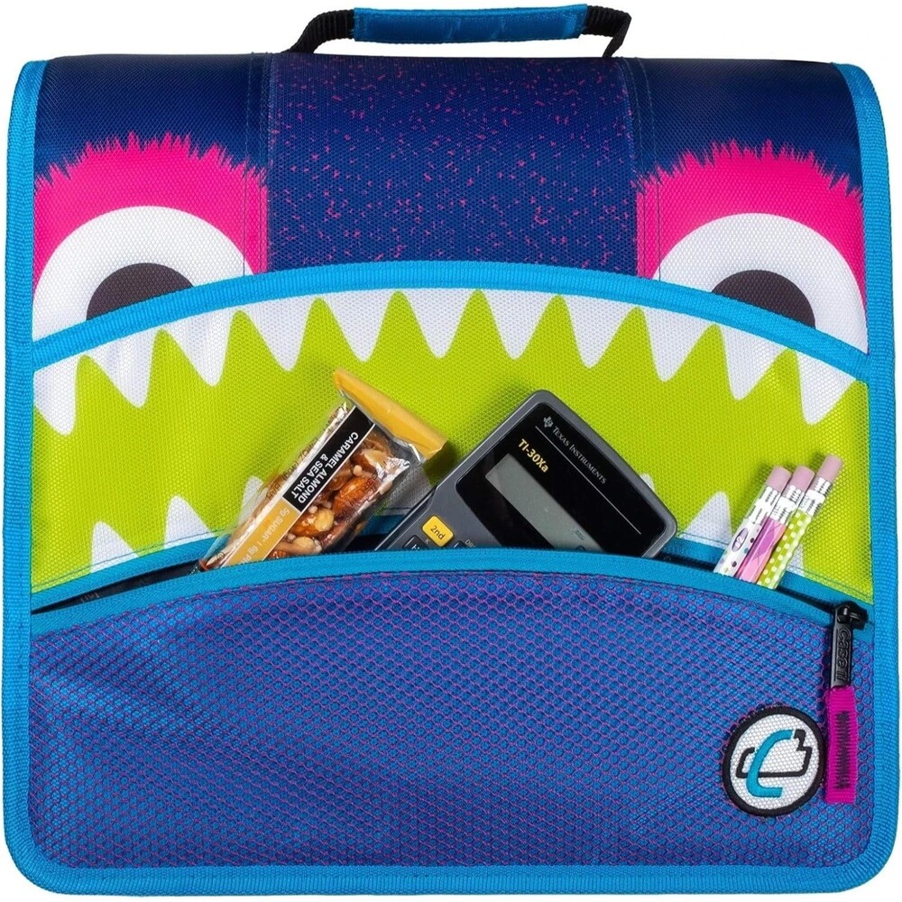 Case-it The Mighty Zip Tab Zipper Binder 3 In. O-Rings 5 Color Tab File Monster